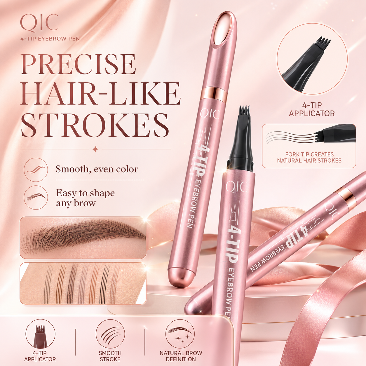 Micro-Fork Eyebrow Pen – Waterproof Natural Hair-Stroke Brow Pencil